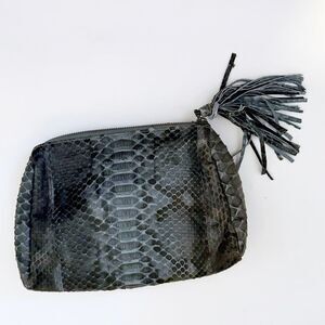 Python Embossed Faux Leather Zip Pouch